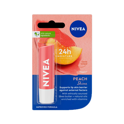 Nivea Lip Balm Peach Shine Natural Oils 